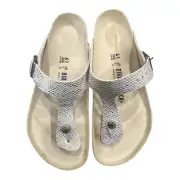 NEW Birkenstock Gizeh microfiber sandals in shiny python eggshell EU 41 regular