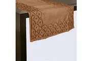 Silk Blend Beaded Table Runner Champagne Beige by Hoydu