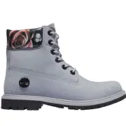 Timberland Women's 6" Heritage Waterproof Boots Medium Grey With Floral Size 11