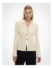 [Witchery] Textured Jersey Polo Top in Butter