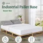 Bed Frame Queen Size Industrial Pine Wood Low Bed Base - Zinus