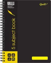 A4 5 Subject Notebook 250 Pages 8mm Ruled 70GSM 7 Holes Red Margin Perforated Wa