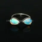 Ethiopian Opal Adjustable Ring 925 Sterling Silver Teardrop Opal Delicate Ring