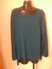 Eileen Fisher NWT $218 PP Ballet Neck Top Blue Sprue Tencel Organic Cotton Silk