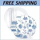 Elegant 6-Piece 8.5" Vitrelle Glass Plates Set - Botanical Stripes & Durability
