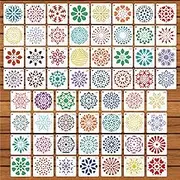 60pcs Mandala Stencils for Painting, 5x5cm Mandala Dotting Stencil Reusable PET Art Drawing Stencils for Crafts for Rocks Wood Furniture (Style 2)