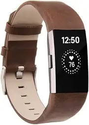 Genuine Leather Strap for Fitbit Charge 2,Men Women Wristbands Replacement Bands