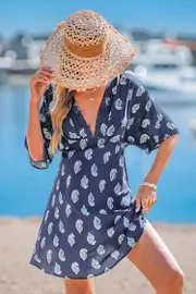 Cupshe Blue Lemonade Paisley Mini Dress - Blue,S