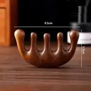Honeyfluff - Wooden Head Scalp Massager / Nose Scraping Tool / Hair Comb (Various Designs) Type 02 - Brown - One Size