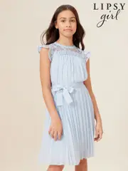 Lipsy Blue Lace Yolk Pleated Occasion Dress (2-16yrs) (AG1522) | $85 - $100
