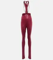 [The Attico] The Attico Ruby chain-trimmed leggings AU 10 red