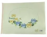 Needlepoint Canvas Hand Painted Oval Floral Snapdragon Flowers