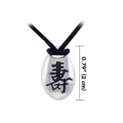 Longevity Feng Shui Symbol 925 Sterling Silver Pendant Cord Set Jewelry