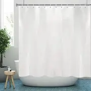 YISURE White Shower Curtains for Bathroom, Waffle Shower Curtain with Hooks, Waterproof Fabric Shower Curtains 180x180cm