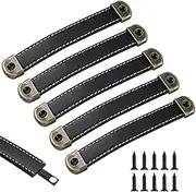 Leather Cabinet Handles, 5 PCS Drawer Pull Leather Handle for Briefcase, Suitcase, Wardrobe, and Cabinet (6.1 * 0.94 in)