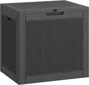 LHBGO 31 Gallon Deck Box, Resin Outdoor Storage Box, Waterproof and UV Resistant Deck Box, Lightweight Storage Box for Garden Tools, Pool Supplies