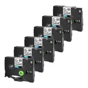 6PK Compatible For Brother P-Touch TZE-111 TZ-111 Label Tape Black On Clear 6mm
