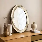 Oval Antique Gold Vintage Hanging Mirror in Swirl Style