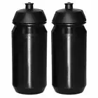2x Tacx Shiva Cycling Water Bottles (500ml, Plain Black) for Road Bike and MTB