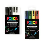 Uni Posca 2.5mm Tip Marker Assorted (4pk) - Black/White