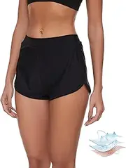 [Leovqn] Period Swimwear Shorts Leakproof Menstrual Swim Bathing Suit Built in Bikini Bottom Waterproof UV 50 Teens Girl Women