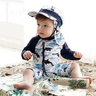 全新✨滿版鯨魚連身泳衣 寶寶泳衣 兒童泳衣
