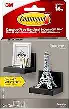 Command Display Ledges, Holds up to 2 lb, Slate, 2 Ledges with 8 Medium Command Strips, Damage Free Hanging Floating Shelf with Adhesive Strips, Personalize Living Room, Bedroom, Kids Room or Office