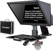 T12S Teleprompter, 12.9 inch Aluminium Alloy Teleprompter with Remote Control, High Display Glass, Compatible with iPhone/ipad/DSLR Camera, Carry Case Included for Live Streaming
