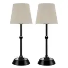 Set of 2 Portable Cordless LED Table Lamp,Touch Control Fabric Black Dimmable...