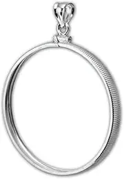 Sterling silver coin bezel Frame for 50 cent half dollar Kennedy - Franklin - Walking liberty, Sterling Silver, No Gemstone