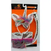 Halloween Cosplay Unicorn Accessory Costume Kit 5pcs: Ears Choker Cuffs Tail