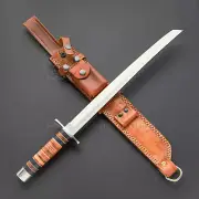 Rare!!! Custom Handmade Deimos Combat Short Tanto Sword Stacked Leather Handle.