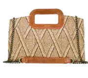Patricia Nash Rainow Top Handle Bag with Detachable Chain Strap-Natural Bisuit