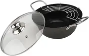 PRETYZOOM 1Set Tempura Frying Pot Non Stick Deep Fryer Pan with Oil Drainer Rack Cooking Skillet for Healthy Frying for Family Use and Various Fried Foods