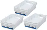 Basic White Plastic Storage Baskets Set of 6 Rectangular Organizing Trays New