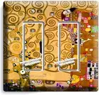 GUSTAV KLIMT TREE OF LIFE GOLD PAINTING DOUBLE GFI LIGHT SWITCH WALL PLATE COVER