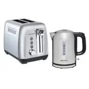 Morphy Richards Silver Equip Kettle 1L MREK1SS & 2 Slice Toaster MREK1B Set