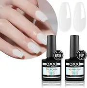 OXXI Professional 1+1 Natural Jelly Color Base coat Nude Color No Wipe Top Coat Shiny High 01