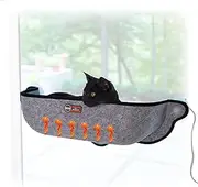 K&H Pet Products EZ Mount Thermo-Kitty Heated Window Bed Extra-Deep Gray 27 X 10 X 11 Inches