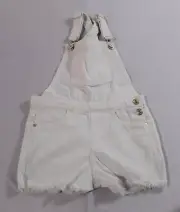 Mango Girls' Short Denim Four Pocket Overall Dungarees LV5 White Size 5Y NWT