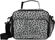Snow Leopard Print Gray Kids Lunch Bag Lunch Box with Adjustable Shoulder Strap Lunch Bags for School