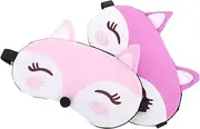 MOTHNUR 2pcs Cute Fox Eye Mask Cartoon Sleeping Masks for Teens and Adults Soft and Breathable Sleep Eye Cover for Travel Nap and Relaxation