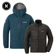mont-bell 3in1 Fall Line Parka M Blue Green Snow Sports Alpine Hoodie Jacket New
