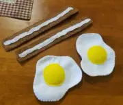 Felt Food Handmade 4 pc. Bacon and Eggs Set, NEW