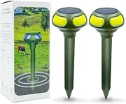 2 PCS Ultrasonic Mole Repellent, 4 Modes Solar Powered Mole Repellent, Outdoor Snake Repellent for Yard, Get Rid of Mole, Gopher, Snakes, Vole and Other Underground Pests for Yard Garden Lawn