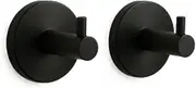 Vacuum Suction Cup Hooks – Heavy Duty No-Drill Towel & Coat Hanger for Bathroom, Kitchen, Door, or Wall – Stainless Steel Rack for Robes, Loofahs, Wreaths, Decoration – (Set of 2 Black L-Shape)