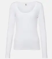 [Toteme] Toteme Ribbed-knit cotton jersey top AU 14 white