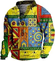 [HanzhuoLG] Men's Vintage Western Tribe Print Henry Neck T Shirt Spring Autumn Outdoor Sports Tactical Long Sleeve Tshirts Color13 S