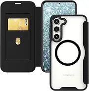 [Ysnzaq] Clear Case for Samsung Galaxy S24 Plus Compatible with Magsafe, Premium Leather with Card Slot Wallet Flip Folio Shockproof Case Cover for Samsung Galaxy S24+ / S24 Plus.XJ Black