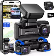 Dash Cam 4 Channel 360° Front Rear inside Dashcam, 4K Full HD Dashcam Car Camera